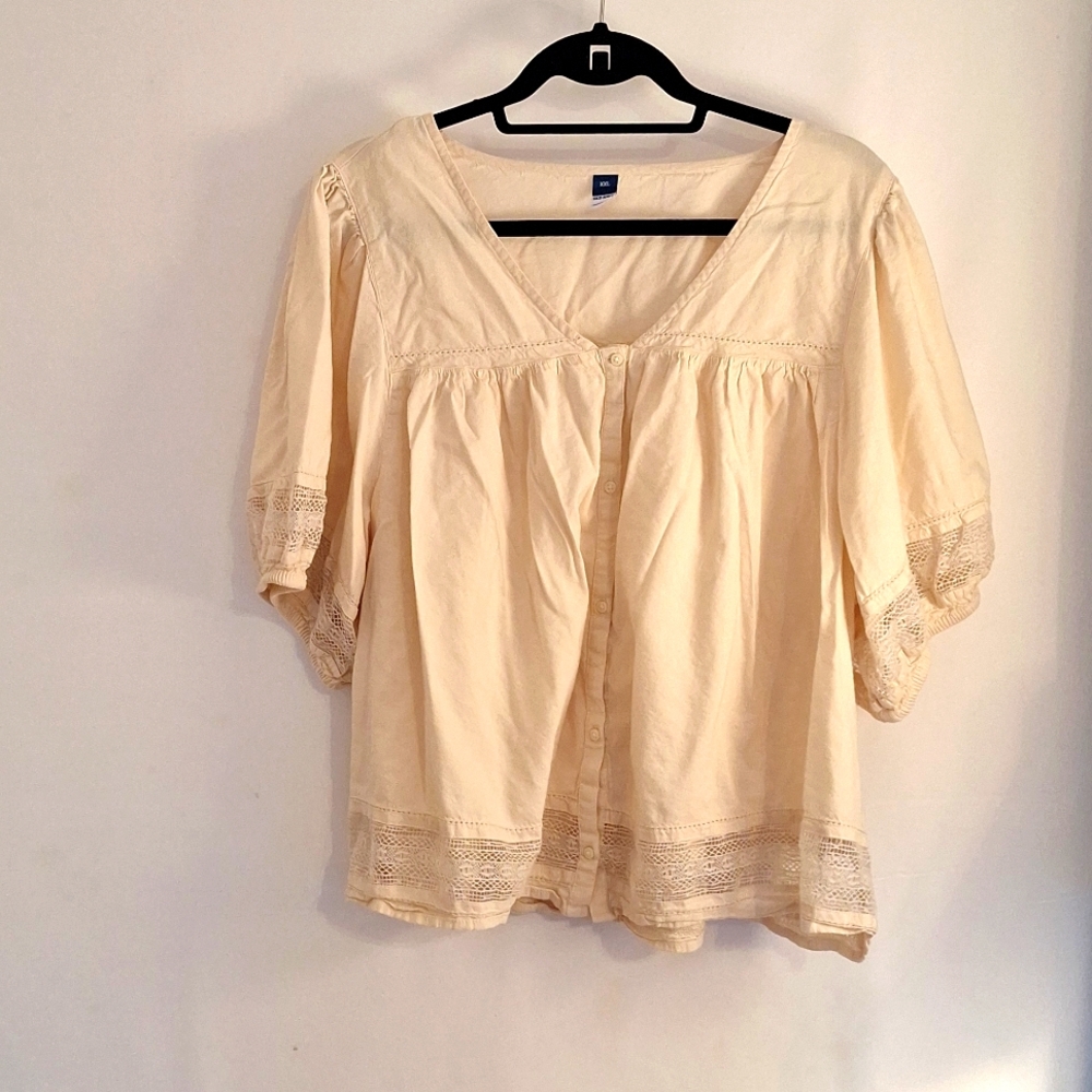 Boho Old Navy XXL Women's Peasant Top Ekru